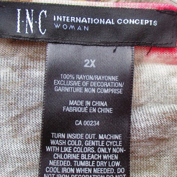 INC Pink & Brown Tie Dye Tunic w/ Bead Accents 2X - Picture 8 of 11